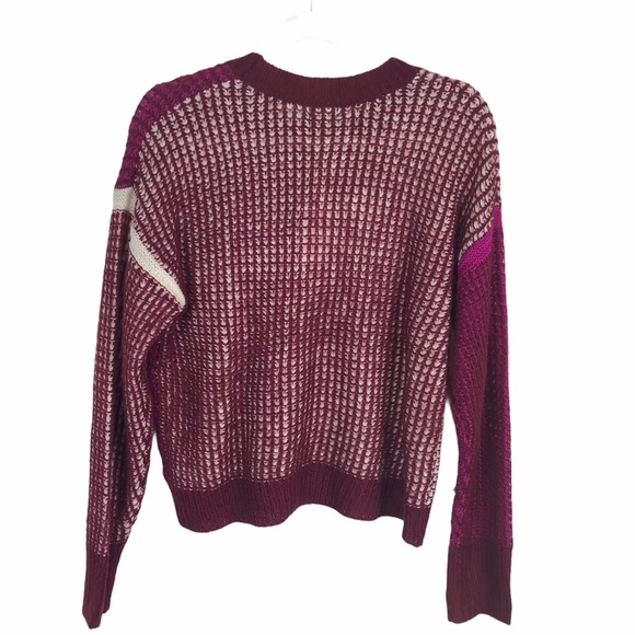 Splendid | Color Block Pullover Knit Sweater Top Raspberry Pink Red Medium - Picture 2 of 9
